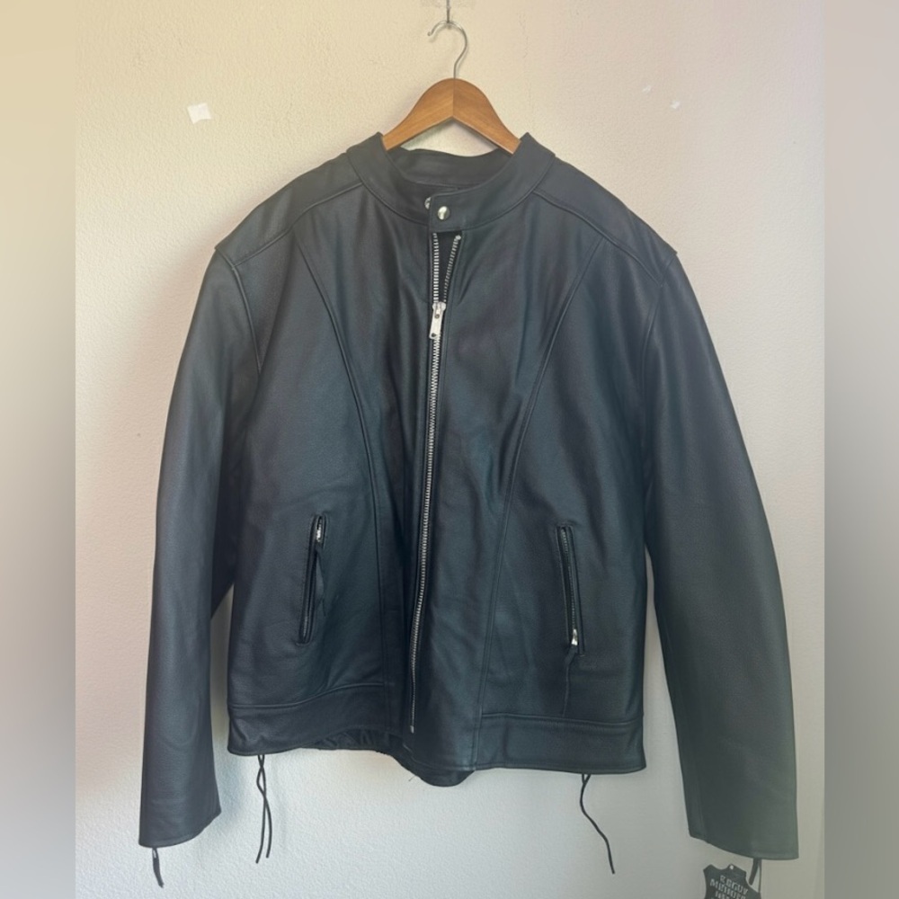 Nwt Rocky Mountain Hides Genuine Buffalo Leather Black Motorcycle Jacket 3x